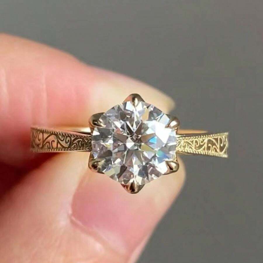 11494 1b-074 1 Anillo De Diamantes Lujoso Para Mujer
