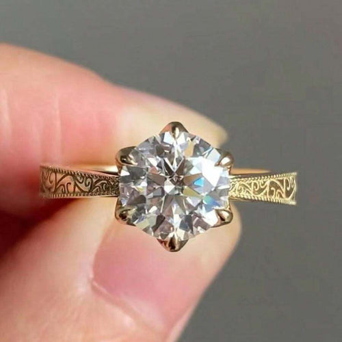 11494 1b-074 1 Anillo De Diamantes Lujoso Para Mujer