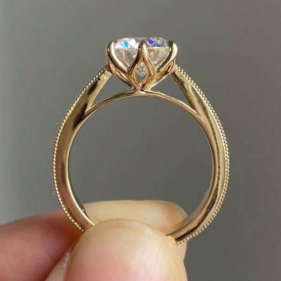 11494 1b-074 1 Anillo De Diamantes Lujoso Para Mujer