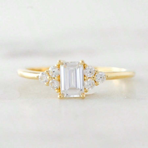 11496 1b-030 1 Pieza Anillo De Compromiso/boda De Lujo Para Mujer Con Decoración De Oro Y Diamantes