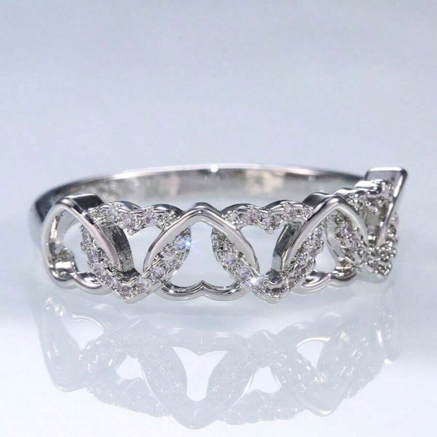 11497 1b-058 Anillo De Plata Con Diamantes De Imitación 1 Pza