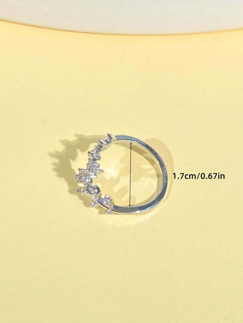 11501 1b-072 Anillo Ajustable En Forma De Hoja Con Diamantes De Imitación Para Mujeres - Nuevo En Llegada