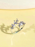 11501 1b-072 Anillo Ajustable En Forma De Hoja Con Diamantes De Imitación Para Mujeres - Nuevo En Llegada
