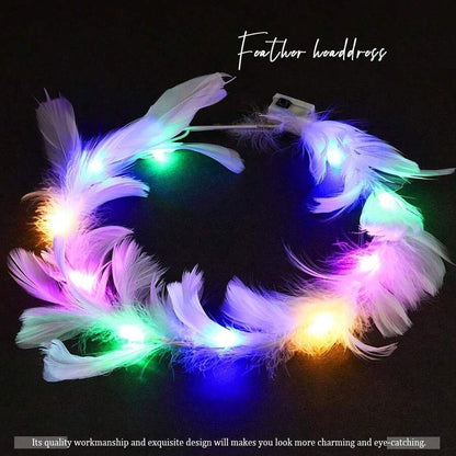 15028 1c-005 1 piezas Diademas luminosas con pluma LED