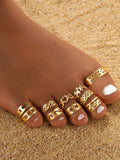11256 B03-13 10 Anillos Del Dedo Del Pie Huecos Con Diseño Bohemio En Forma De Estrella Y Corazón