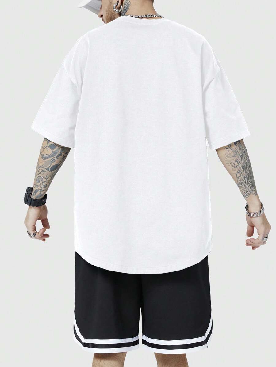 12083 2c-282 Conjunto De Camiseta Y Pantalones Cortos Con Estampado De Letras Seashell Para Hombre
