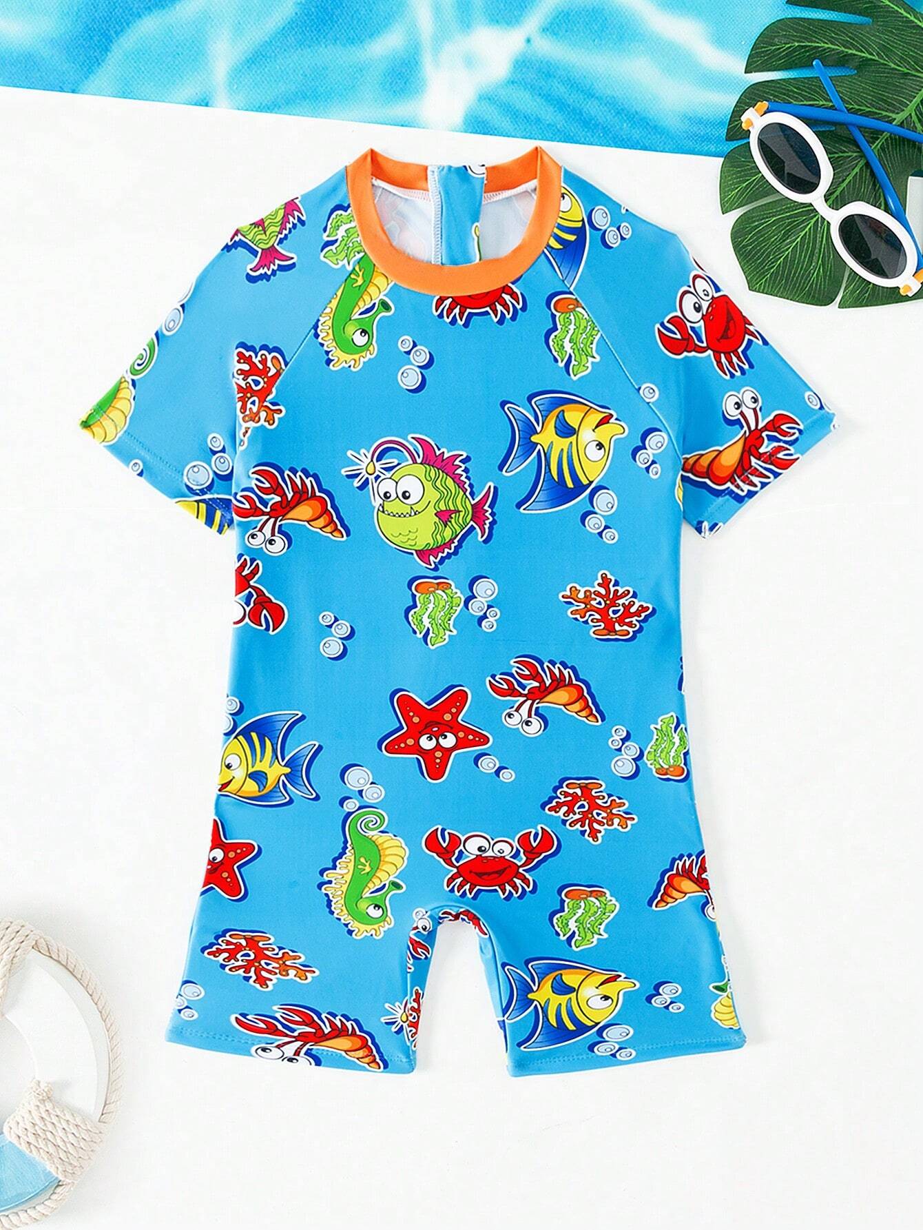 14045 1a-045 Traje De Baño Estampado De Peces 1 Pza