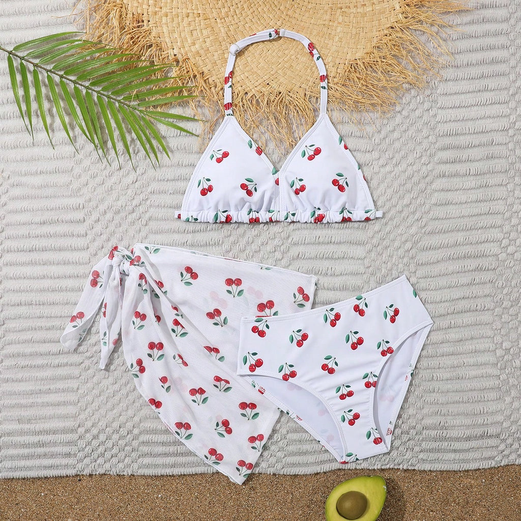 19246 1a-001 Bañador bikini diseño cereza 3 Pzas