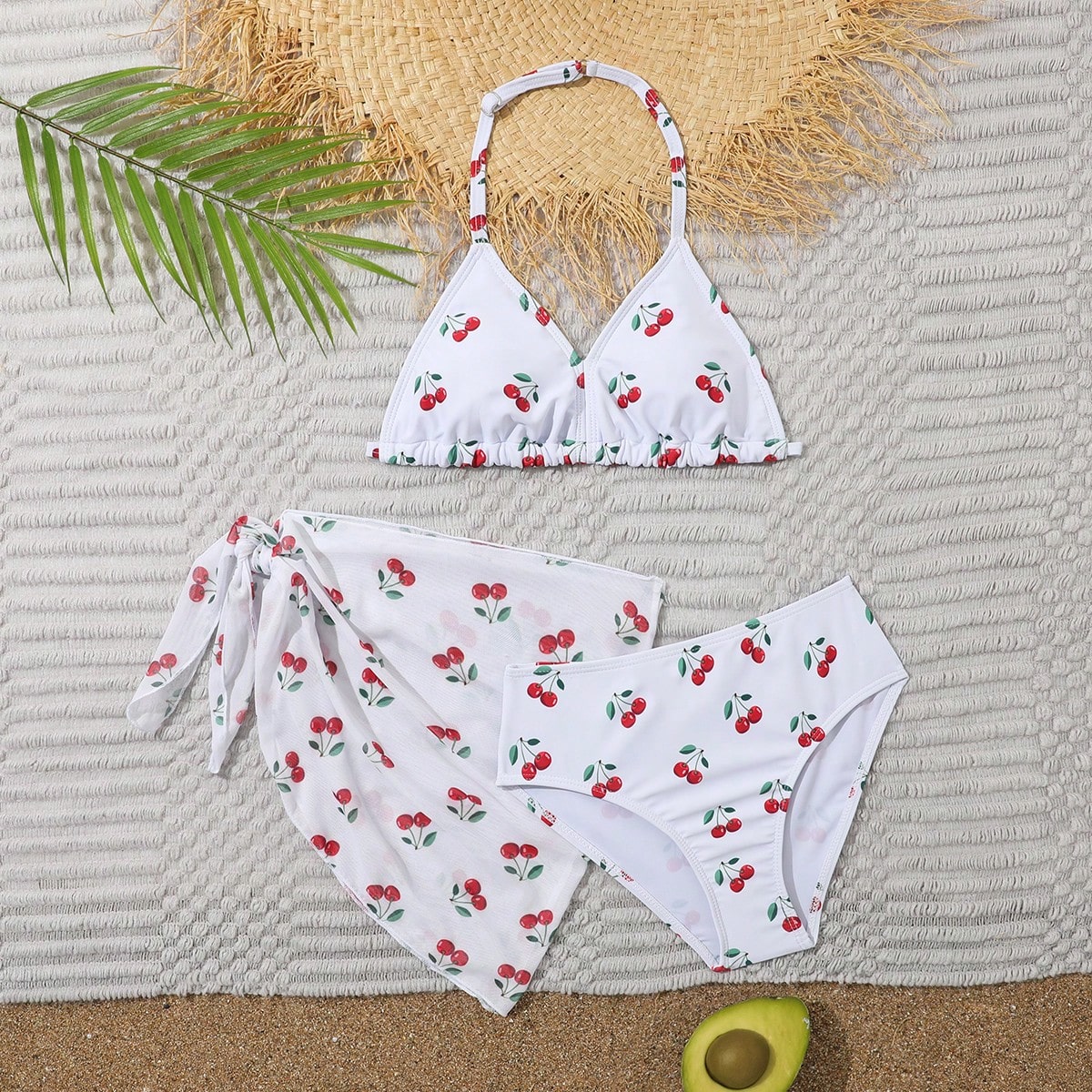 19246 1a-001 Bañador bikini diseño cereza 3 Pzas