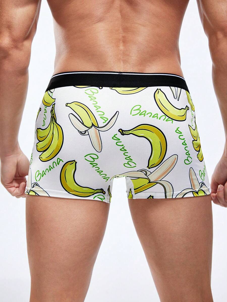 13881 2a-01-18 Boxer 1 pieza De Hombre Con Estampado De Plátano