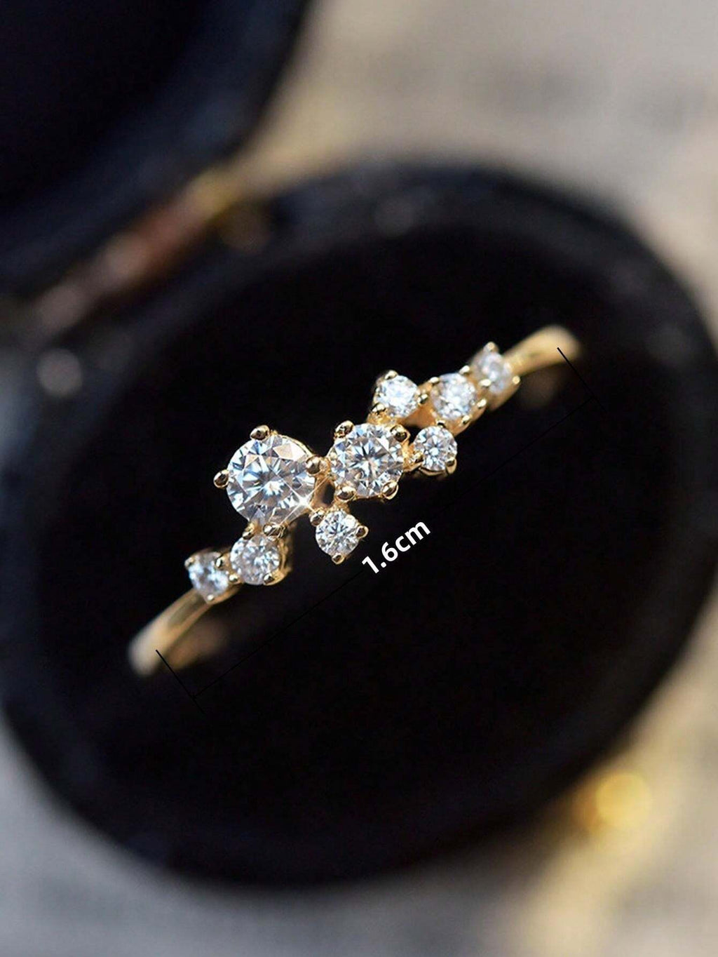 11505 1b-074 1 Anillo Deslumbrante De Promesa Con Incrustaciones Redondas De Diamantes De Imitación Cortados En Joyería De Compromiso De Boda