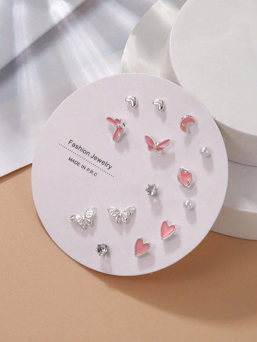 11365 B03-02 7 Pares De Pendientes De Estudio Decorados Con Perlas