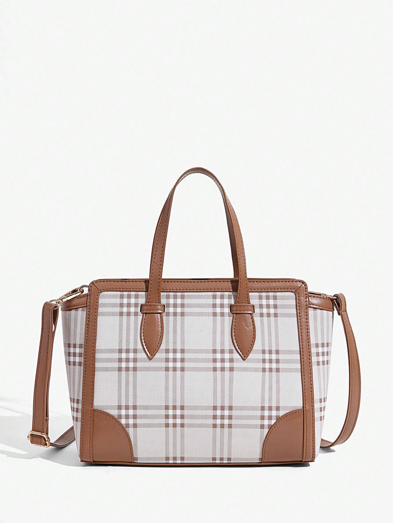 13395 1t-002 Bolso de mano de mujer de cuadros