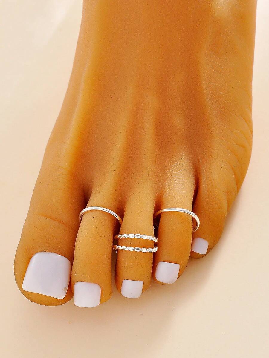 11638 1b-010 4 Piezas/conjunto Conjunto De Anillo De Dedo Del Pie Para Mujer De Estilo Minimalista Y De Moda