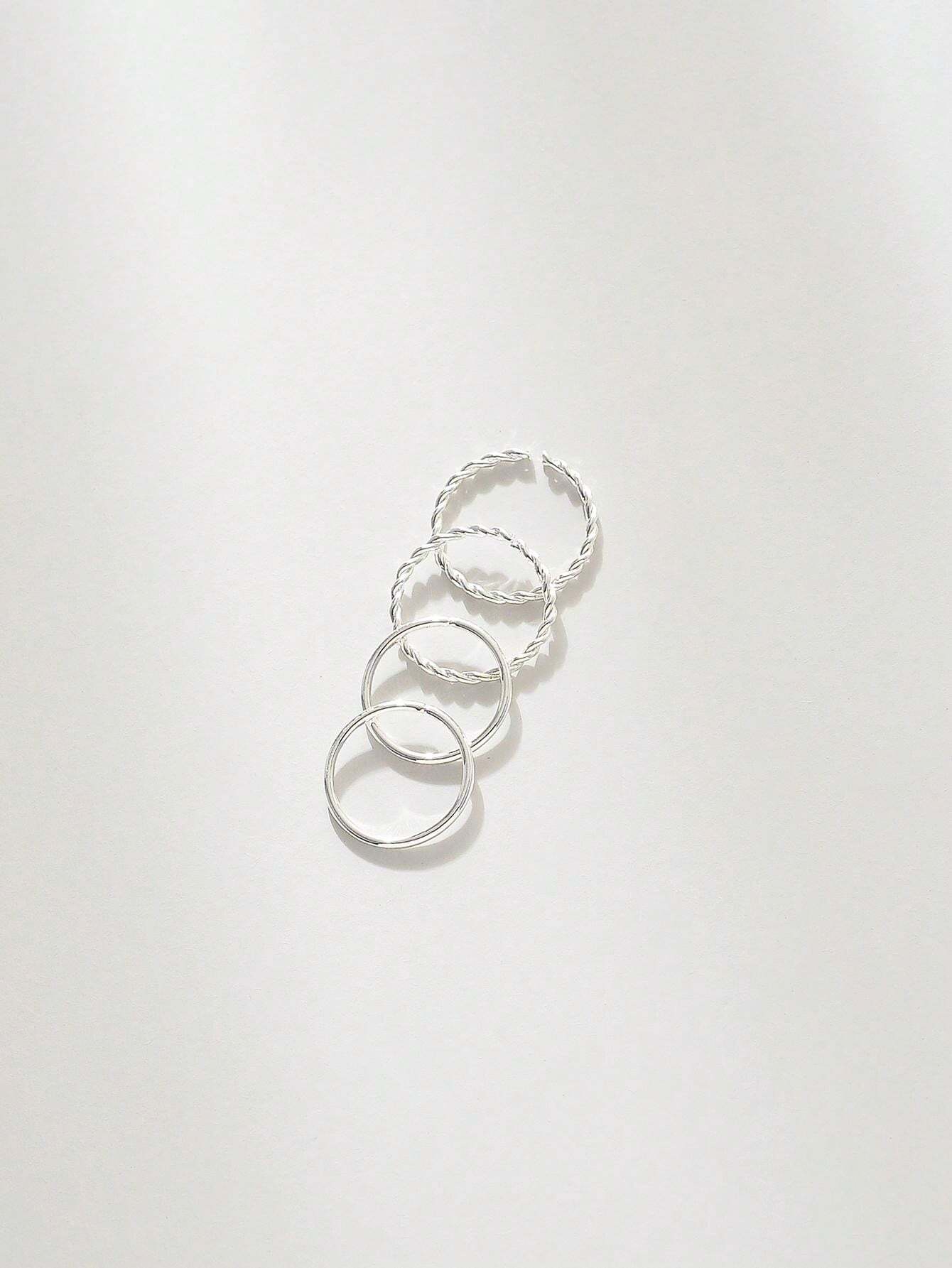 11638 1b-010 4 Piezas/conjunto Conjunto De Anillo De Dedo Del Pie Para Mujer De Estilo Minimalista Y De Moda