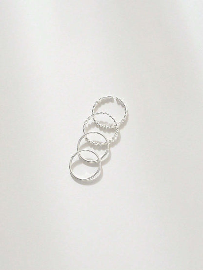 11638 1b-03-06 4 Piezas/conjunto Conjunto De Anillo De Dedo Del Pie Para Mujer De Estilo Minimalista Y De Moda