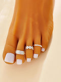 11640 1b-072 3 Piezas Conjunto De Anillo De Dedo Del Pie De Mujer Creativo Y Moderno Con Decoración Floral En Color Dorado