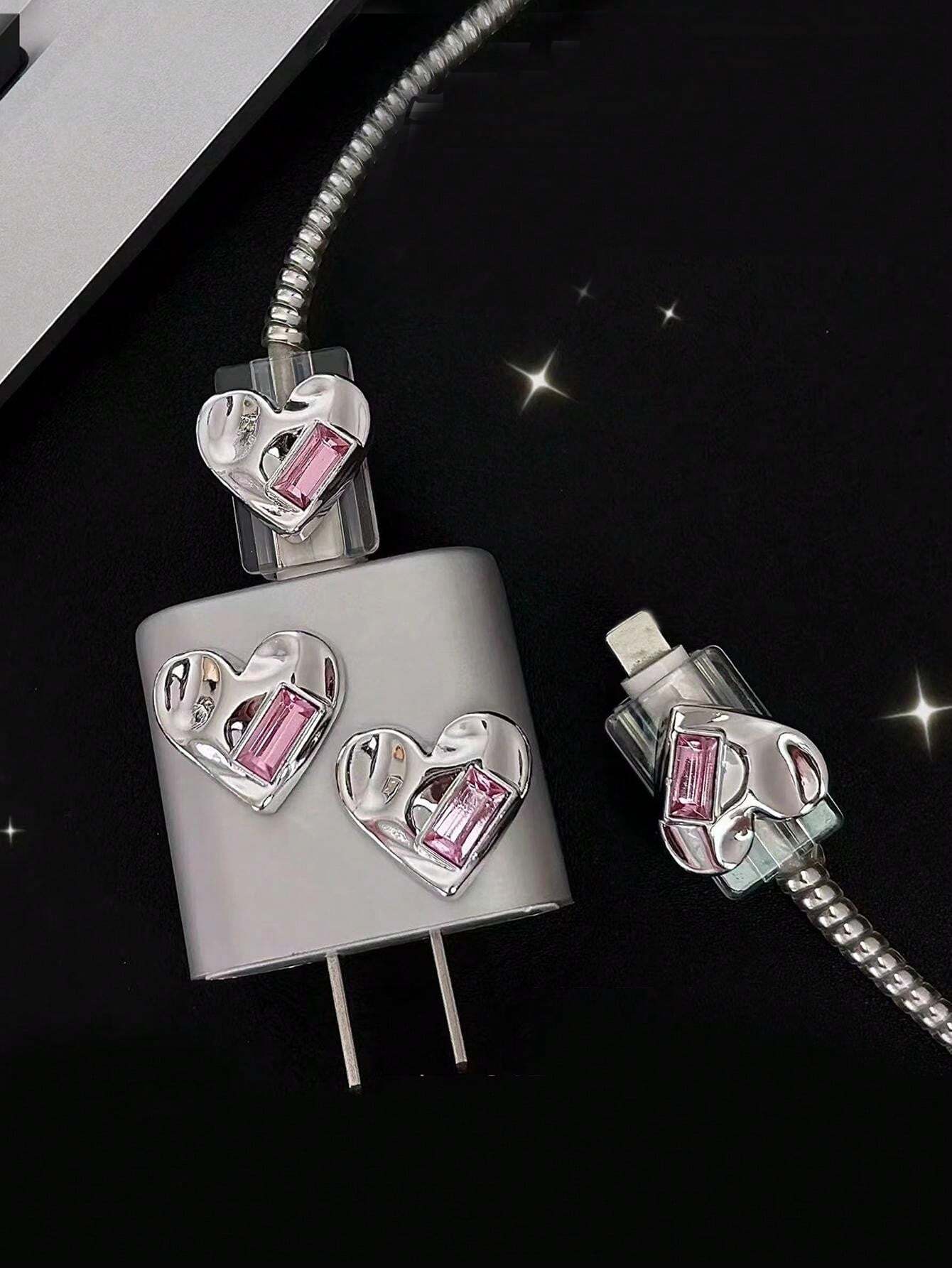 11688 B05-03  5 Piezas/set Accesorios De Protección Con Patrón De Corazón Electrochapado