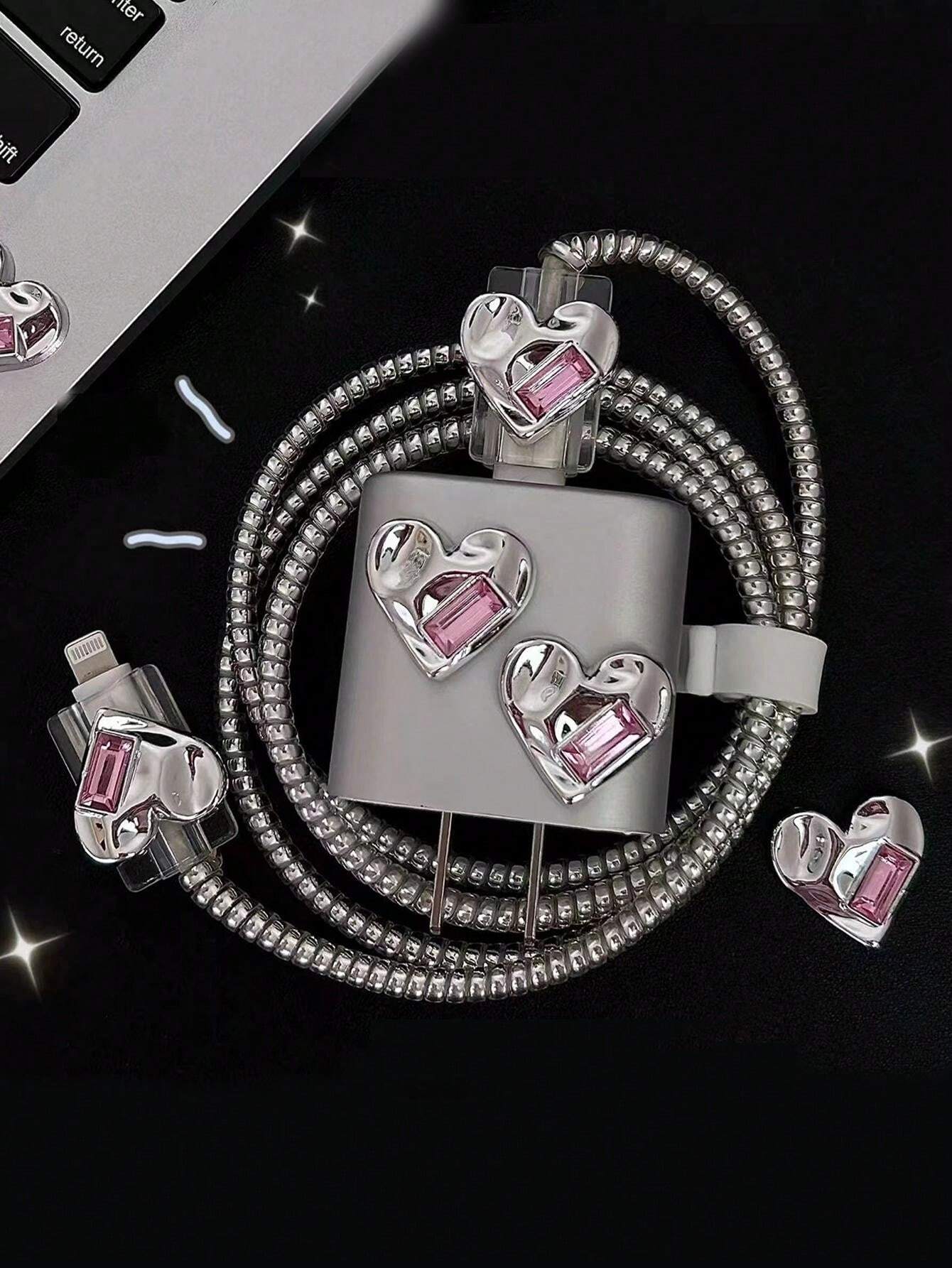 11688 B05-03  5 Piezas/set Accesorios De Protección Con Patrón De Corazón Electrochapado