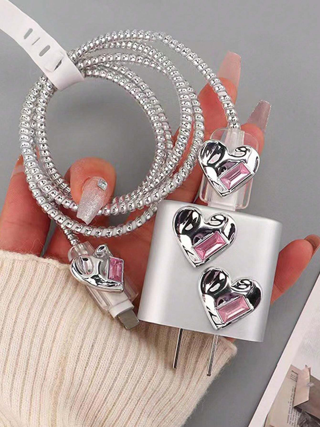 11688 B05-03  5 Piezas/set Accesorios De Protección Con Patrón De Corazón Electrochapado
