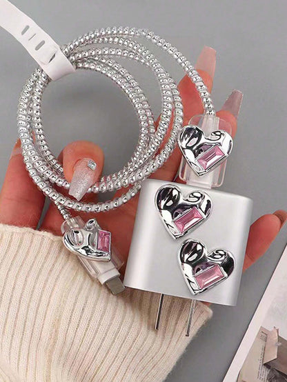 11688 B05-03  5 Piezas/set Accesorios De Protección Con Patrón De Corazón Electrochapado