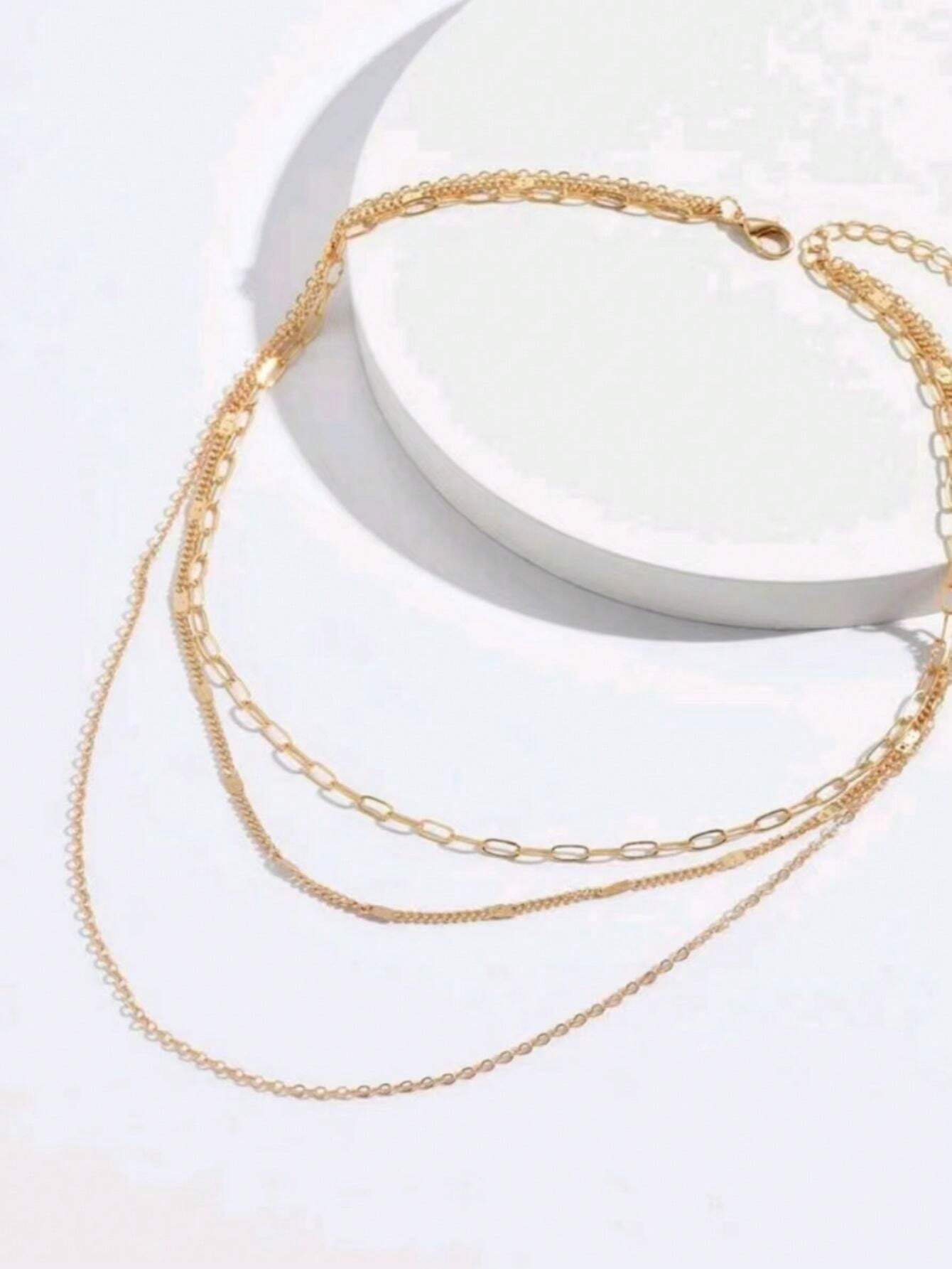 16396 1b-076 Collar Minimalista De Tres Capas 1 Pza