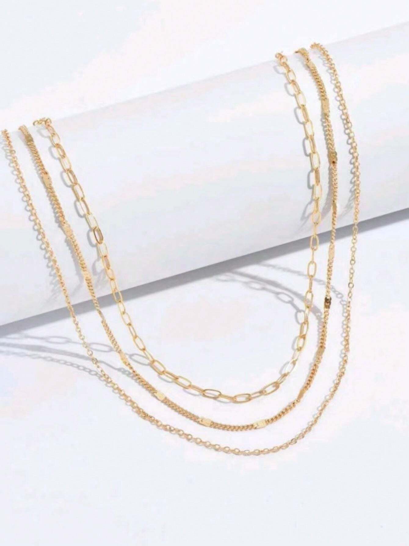 16396 1b-076 Collar Minimalista De Tres Capas 1 Pza