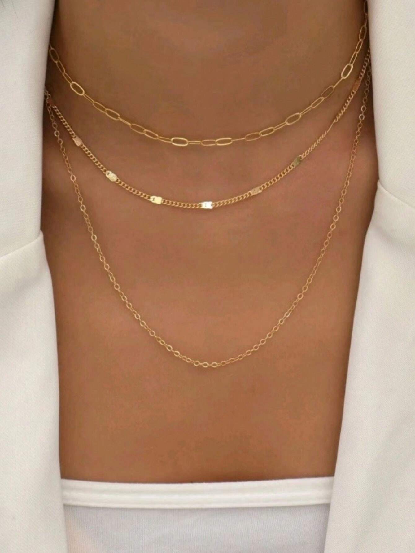 16396 1b-076 Collar Minimalista De Tres Capas 1 Pza
