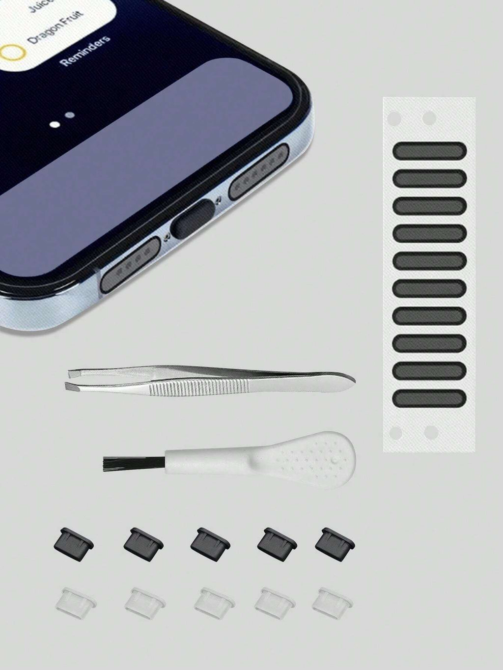 13851 2t-341 Conjunto de tapones antipolvo negros USB Tipo-C 5 Pzas