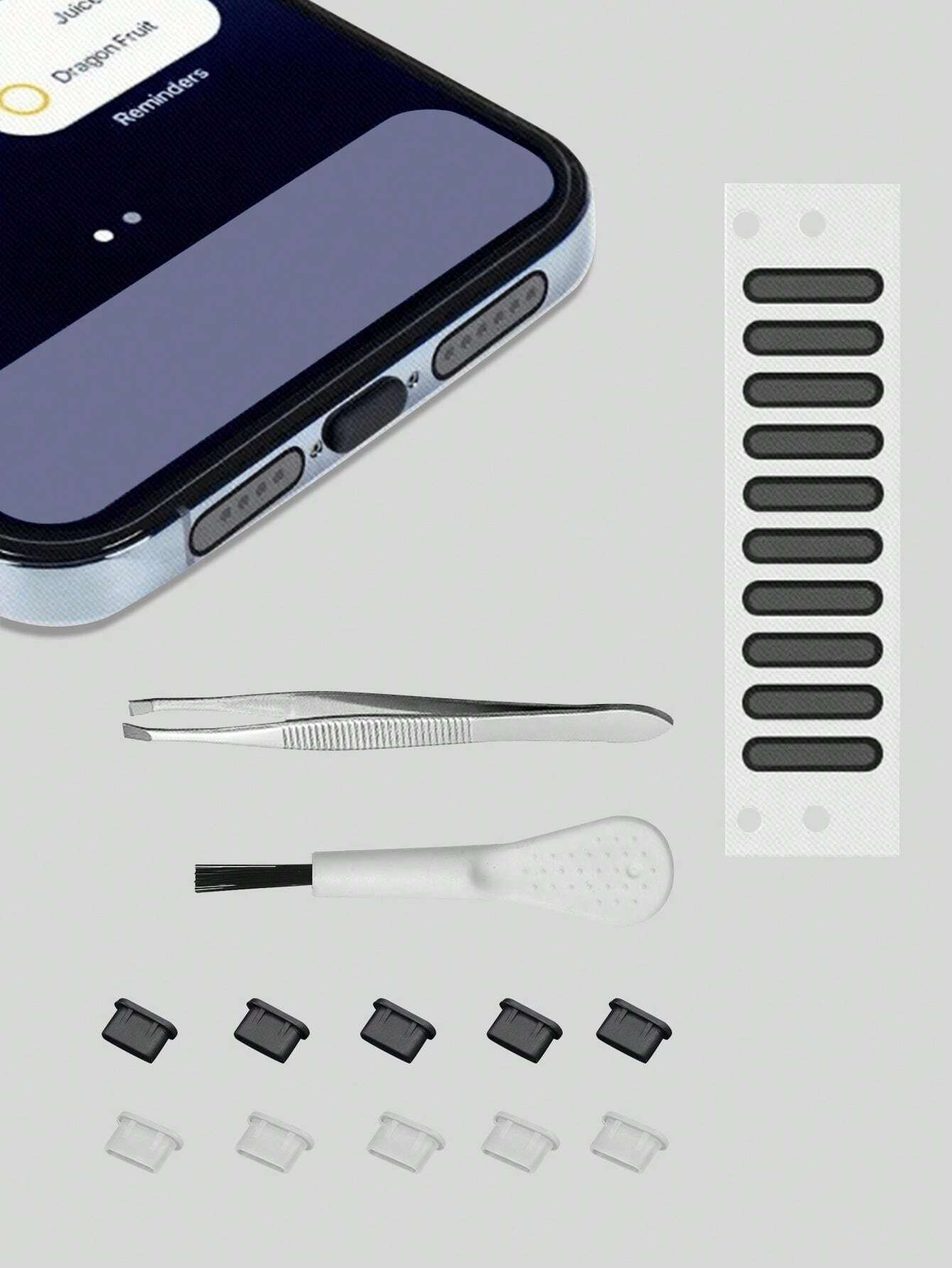 13851 2t-341 Conjunto de tapones antipolvo negros USB Tipo-C 5 Pzas