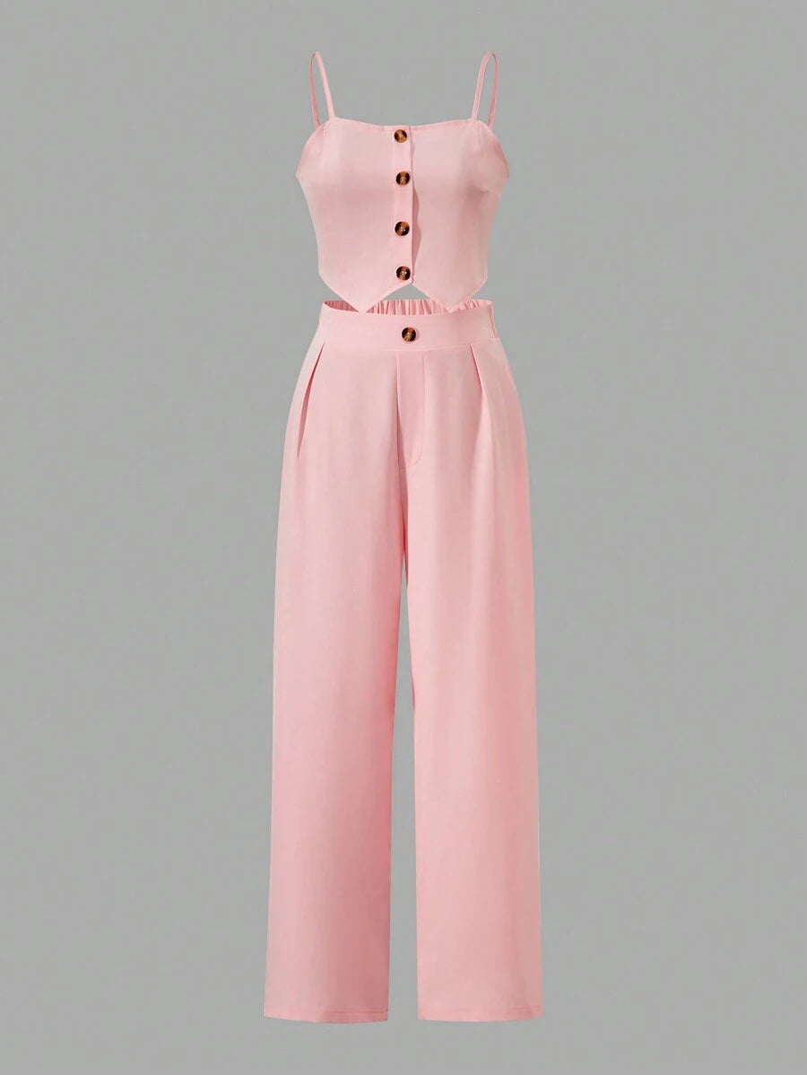 15847 1a-024 Top De Tirantes Asimétrico y pantalon