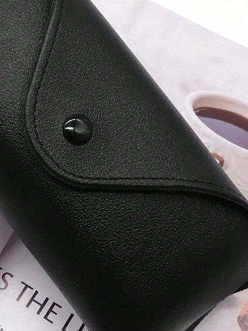 11212 1l-388 1 Pieza Bolsa De Gafas De Cuero Pu De Color Sólido Minimalista