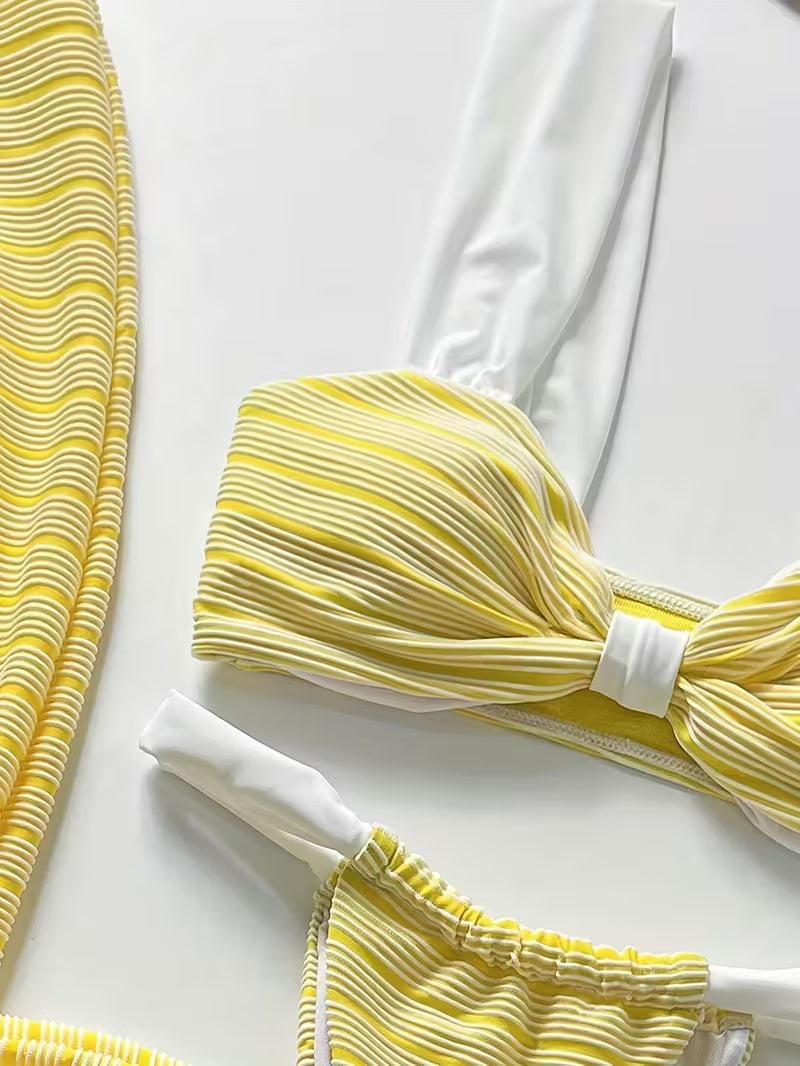 19843 1a-110 Conjunto de bikini sexy  de color sólido 3 PZS