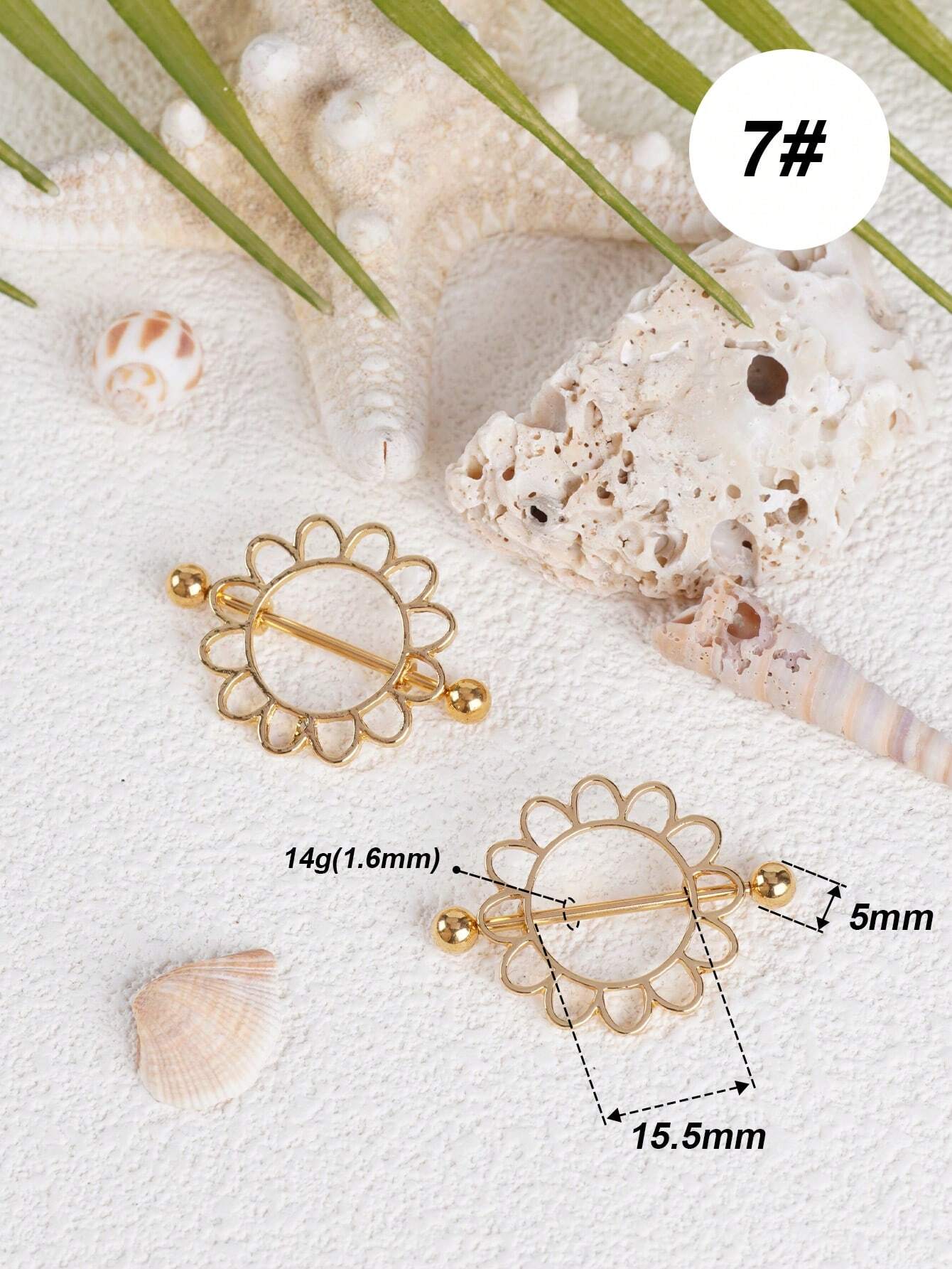 15348 1b-020 Piercing para pezones 2 Pzas