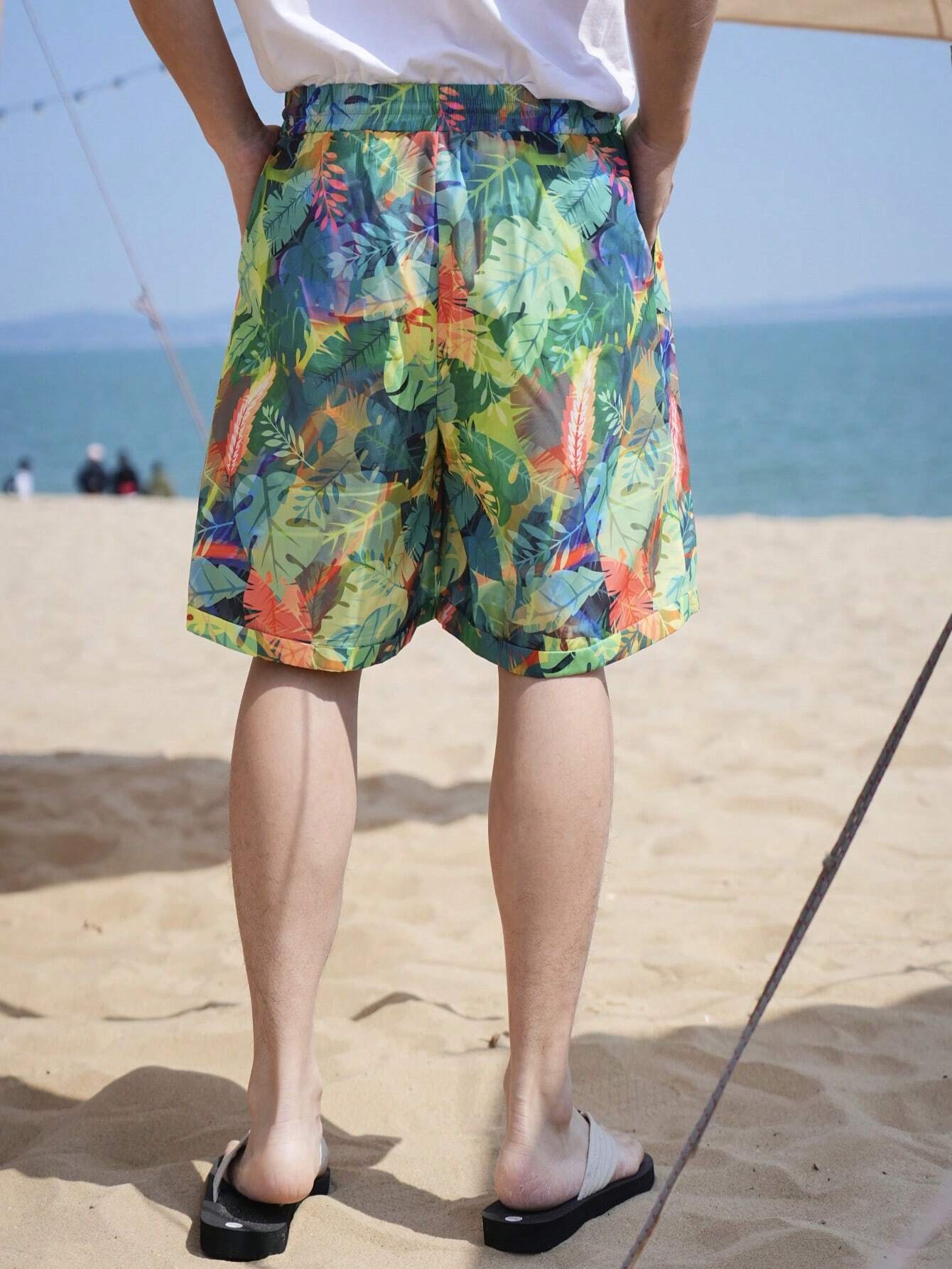 12587 1t-012 Shorts Playa Diseño Hojas 1 Pza