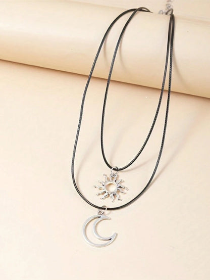 15209 1b-034 Conjunto De 2 Collares Para Parejas Con Dijes De Sol Y Luna