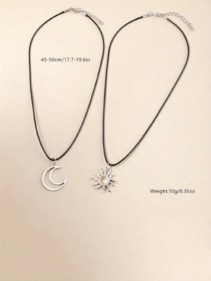 15209 1b-034 Conjunto De 2 Collares Para Parejas Con Dijes De Sol Y Luna