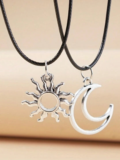 15209 1b-034 Conjunto De 2 Collares Para Parejas Con Dijes De Sol Y Luna