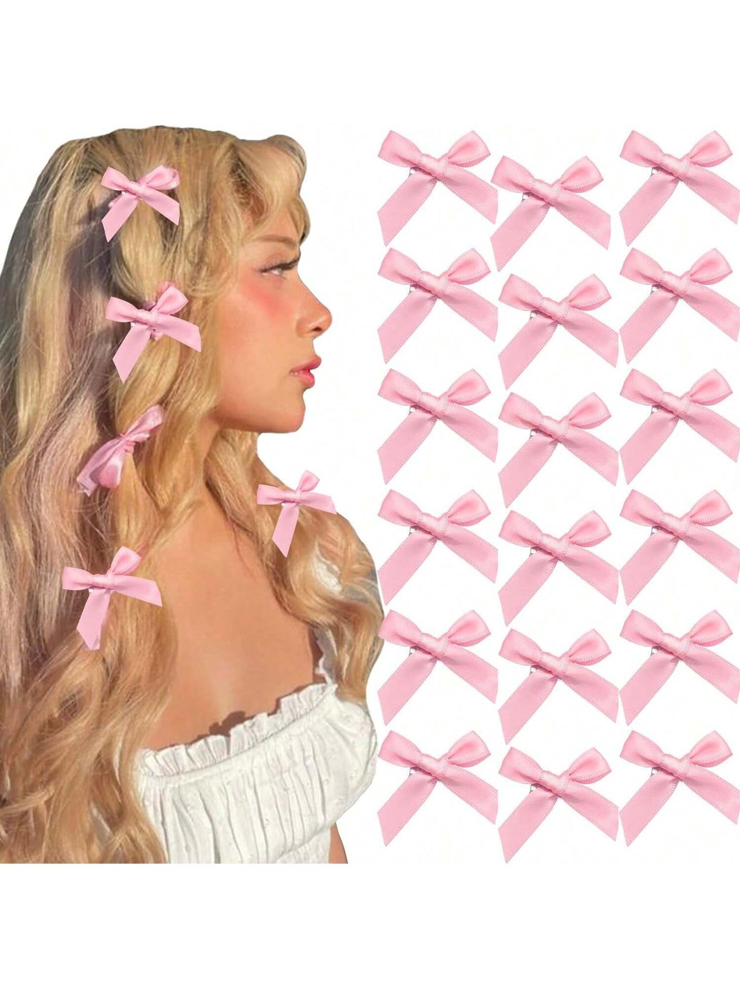 18410 1b-065 Lazos rosa para el cabello 18 Pzas