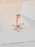 15272 1b-052 1 Pieza Anillo De Acero Inoxidable Con Forma De Hoja De Abanico Y Aro Para El Ombligo