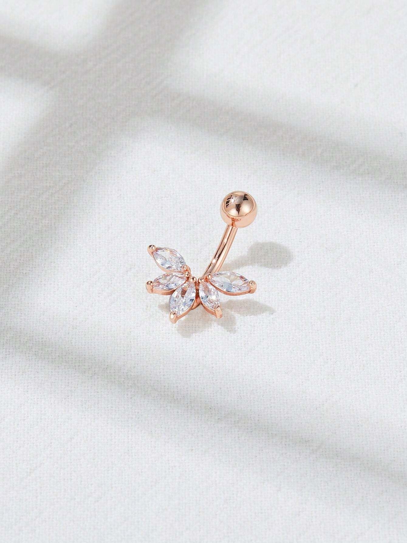 15272 1b-052 1 Pieza Anillo De Acero Inoxidable Con Forma De Hoja De Abanico Y Aro Para El Ombligo