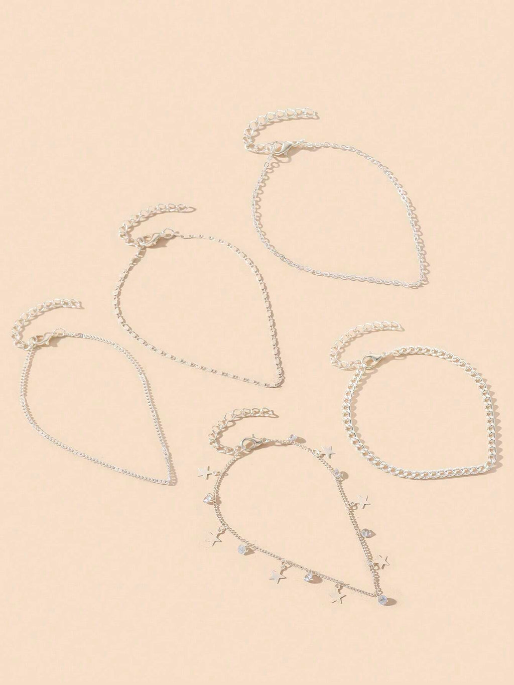 14006 1b-019  Cadena Con Colgante De Estrella 5 Pzas