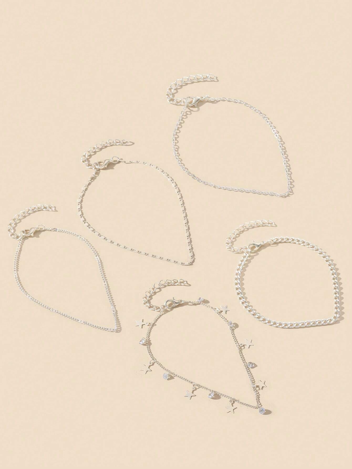 14006 1b-019  Cadena Con Colgante De Estrella 5 Pzas