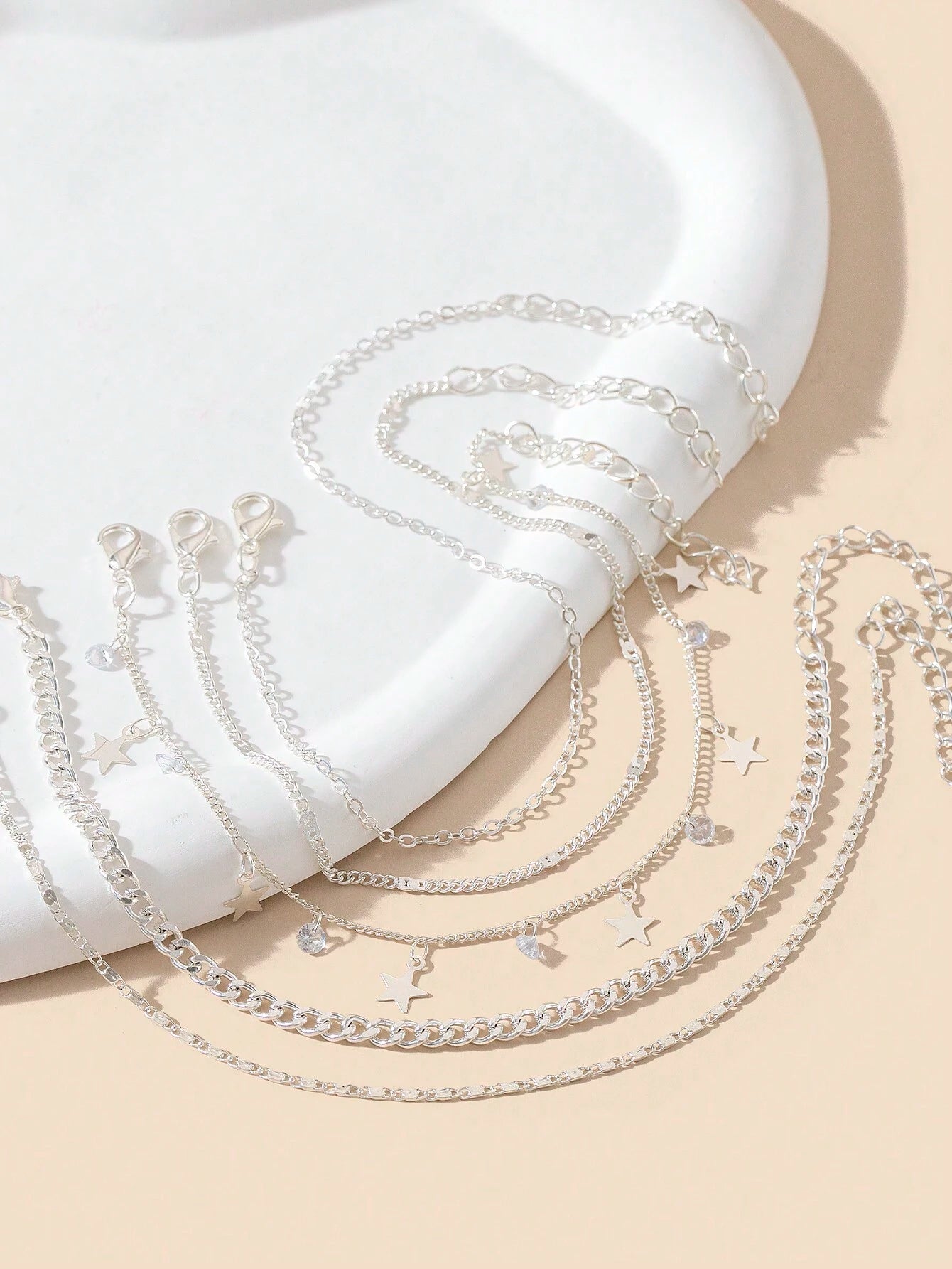 14006 1b-019  Cadena Con Colgante De Estrella 5 Pzas