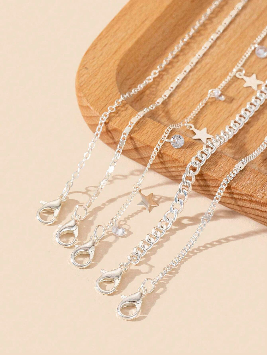 14006 1b-019  Cadena Con Colgante De Estrella 5 Pzas