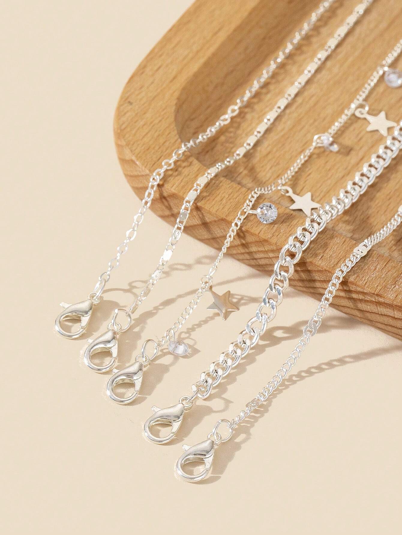 14006 1b-019  Cadena Con Colgante De Estrella 5 Pzas