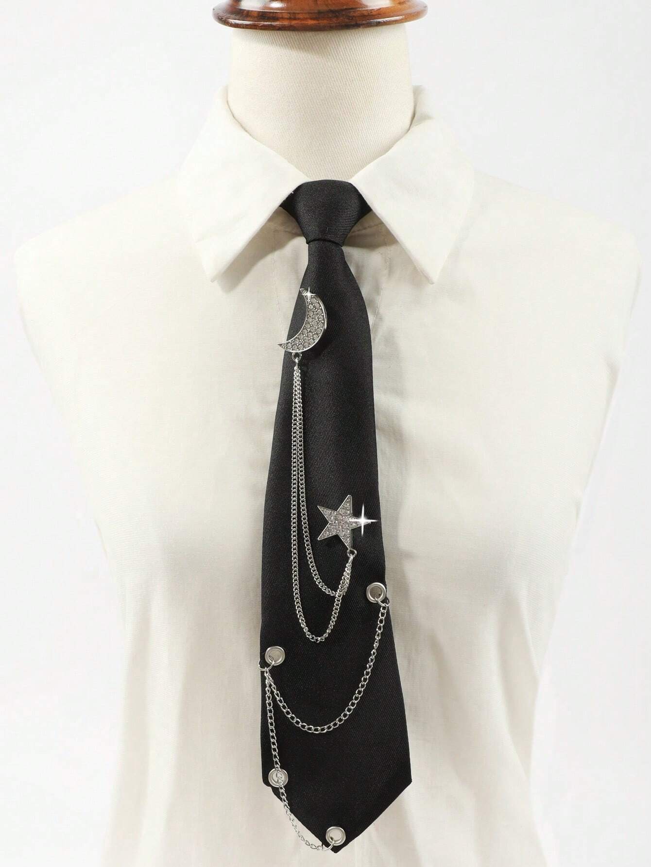 13486 1a-008 Corbata Negra decoradas con estrellas