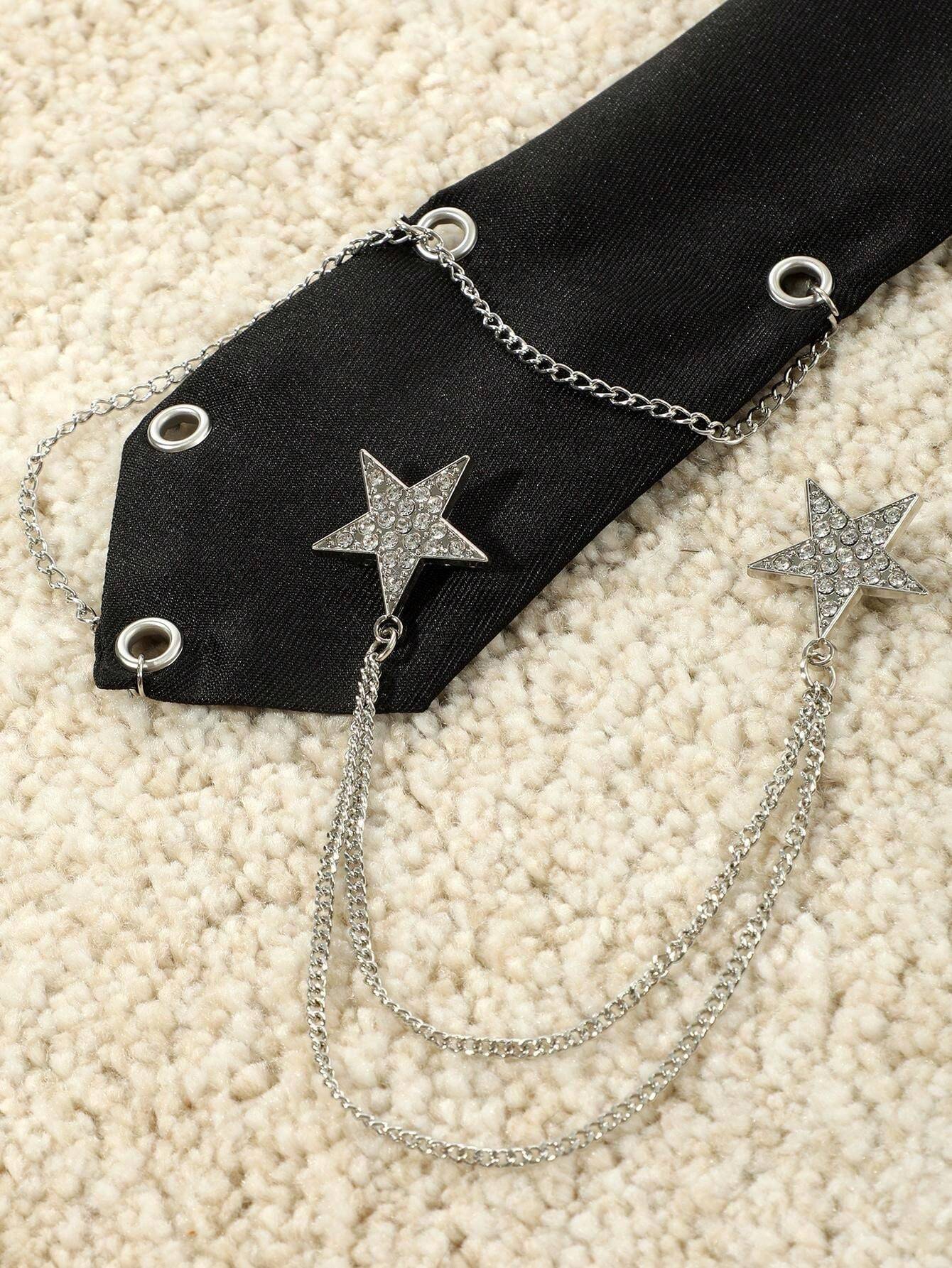 13486 1a-008 Corbata Negra decoradas con estrellas