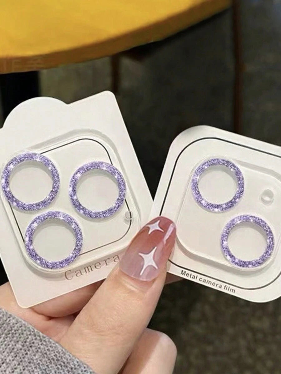 14035 2t-ProCa Una Pieza Protector De Cámara De Teléfono Con Brillantina