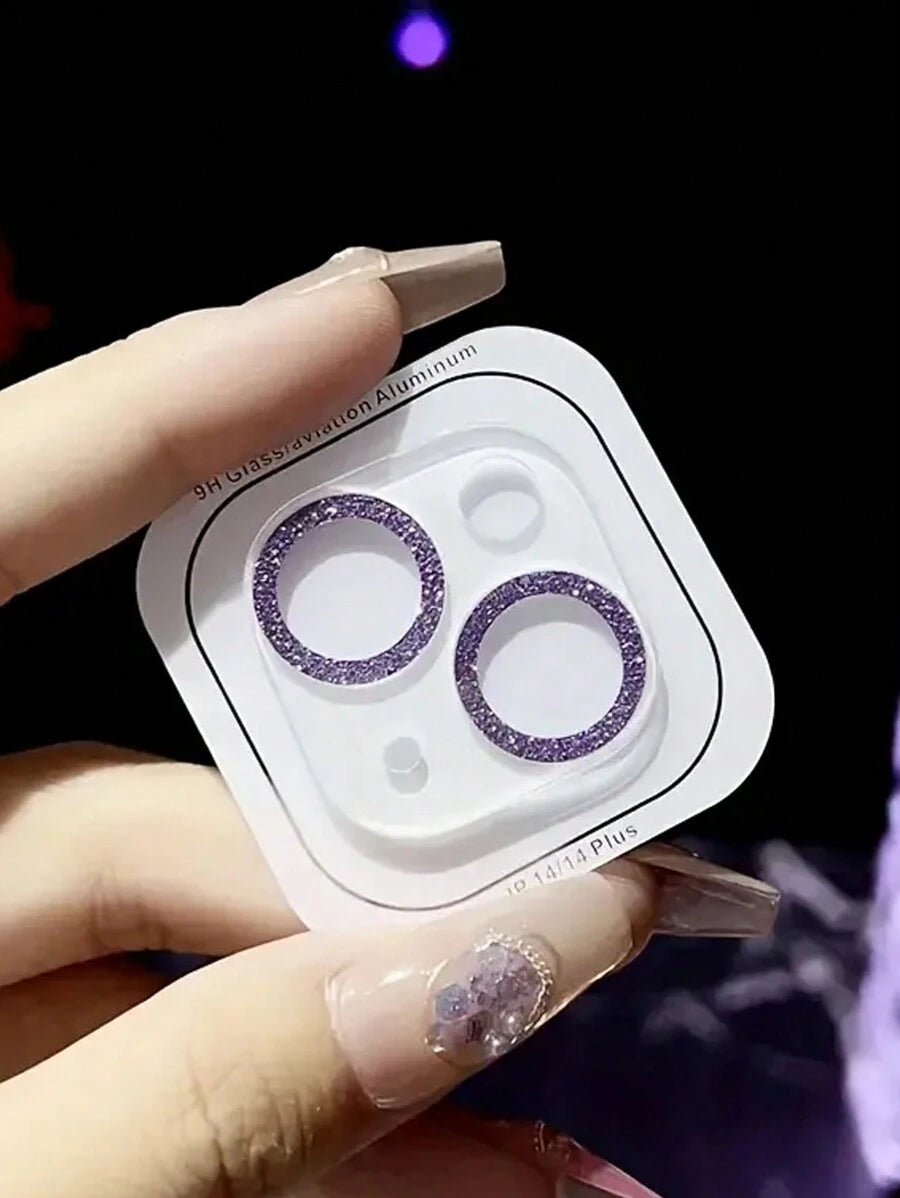 14035 2t-ProCa Una Pieza Protector De Cámara De Teléfono Con Brillantina